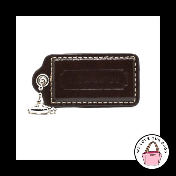 2.5" Large COACH Mahogany Brown Patent Leather Fob Bag Charm Keychain Hang Tag - Picture 1 of 1